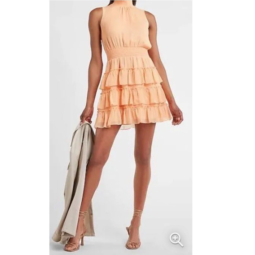 EXPRESS Smocked Tiered Mock Neck Dress
